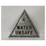 Small water unsafe metal badge