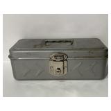 Vintage galvanized metal excelsior toolbox