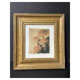 Vintage gold framed rose print