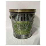 Vintage greenfield brand pure lard bucket