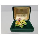 Charles Rose Bone China brooch w/ box