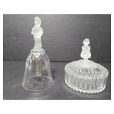 Hummel glass bell and lidded trinket dish