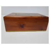 Antique cedar box w/ landscape picture on lid