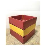 Vintage painted wood red & yellow large crate