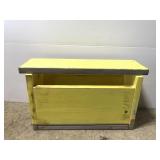 Solid wood painted yellow & gray storage bench