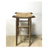 Old vintage rush seat tall bar stool