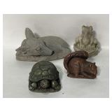 Lot of 4 mini cement critter statues