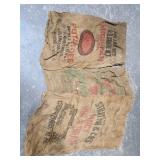 Old vintage burlap grain and potato sacks