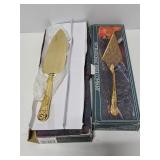 Vintage gold plate cake trowels