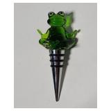 Art glass frog bottle stopper