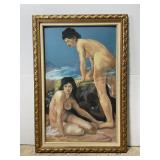 Original D.E. Stribley skinny dip framed pastel