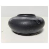 Black pottery flower frog