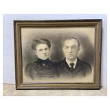 Antique Mr. & Mrs. Ramsey framed portrait