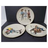 Three Norman Rockwell plates