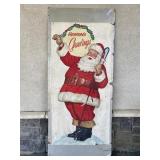 Huge jolly Santa vintage painted poster