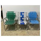 Vintage aluminum lawn chair trio