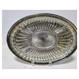 Sheffied silver tray with divided  glass insert