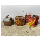 Lot of 5 vintage metal gas cans