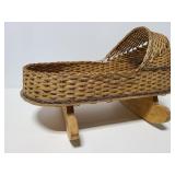 Wood and woven doll bassinet