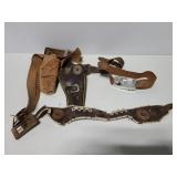 Old vintage toy gun holster belts, pretend play