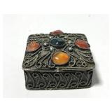 Vintage pebble and metal trinket box