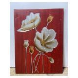 Metalic impasto canvas flower painting