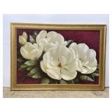Bombay Co. burgundy magnolias framed painting