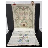 Lot of 3 vintage cross stitch embroidered linens