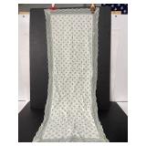 Vintage baby blue linen & lace table runner