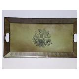 Vintage long metal tray with handles