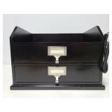 Black desk tray with attached pen