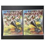 Lot of 2 edison phonograph posters