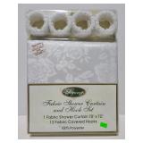 Fabric shower curtain and hook set