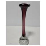 Clear and purple glass paperweight bud vase