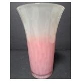 Ombre pink and white glass vase