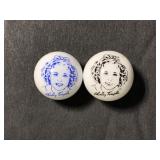 Pair of vintage Shirley Temple marbles