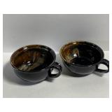 Pair of signed glazed pottery bowls