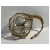 Nautical glass ball w/ rope netting