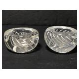 Pair of art glass candle holder / paperweights