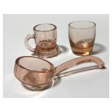 Miniature pink glass cup trio