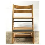 Vintage adjustable wood step ladder