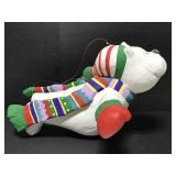 Large paper mache suspended winter dog