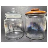 Two glass canisters