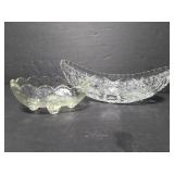 Two glass long bowls