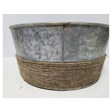 Galvanized metal bin with handles