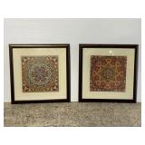 Pair of framed mandala art prints