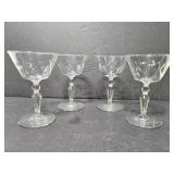 Set of four stemmed glasses
