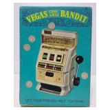 Vintage Vegas one arm bandit coin bank in box