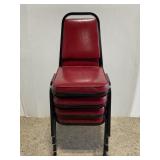 Set of 4 vintage red upholstered spare chairs