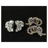 Jeweled Vintage clip on earrings  - signed
